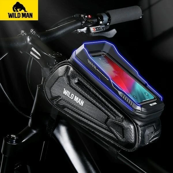 Wildman 1.2L Waterproof Bike Bag Black with Headphone Port