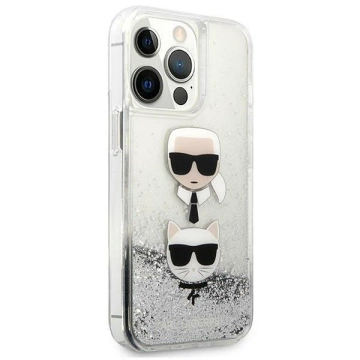 Etui ochronne na telefon Karl Lagerfeld KLHCP13LKICGLS do Apple iPhone 13 Pro / 13 6,1" srebrny/silver hardcase Liquid Glitter Karl&Choupette Head