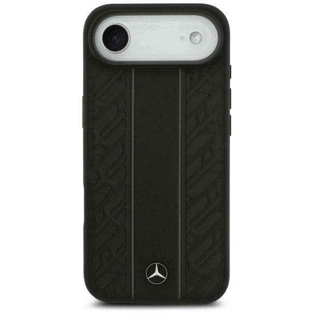Etui do iPhone 17 Air Mercedes-Benz Leather Laurel Leaves MagSafe Black