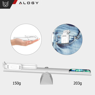 Selfie Stick Tripod Alogy Q01 Tripod Bluetooth držiak telefónu na diaľkové ovládanie pre fotenie biely