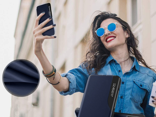 Etui z klapką portfel Alogy skórzane Smart View Cover do Samsung Galaxy A52 5G/ A52s Granatowe