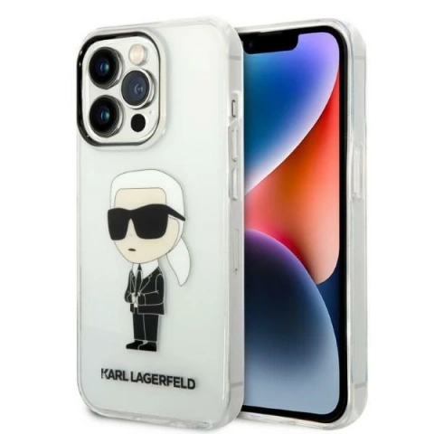 Etui Karl Lagerfeld KLHCP14XHNIKTCT na iPhone 14 Pro Max 6,7" pevné puzdro Ikonik Karl Lagerfeld priehľadné