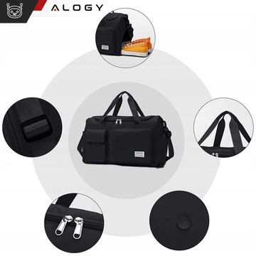 Men's women's sports shoulder bag for the gym for the plane hand luggage 44x26 training black Alogy Black