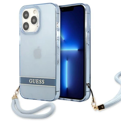 Etui Guess GUHCP13LHTSGSB für Apple iPhone 13 Pro / 13 6,1" niebieski/blue Hardcase Translucent Stap