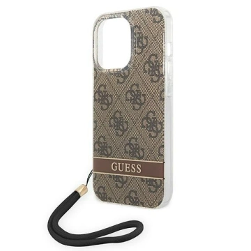 Puzdro Guess GUOHCP14XH4STW iPhone 14 Pro Max 6,7" hnedé/hnedé pevné puzdro 4G Print strap