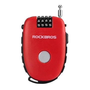 Zámek na kolo Rockbros 32420981001 se zatahovacím lankem - červený