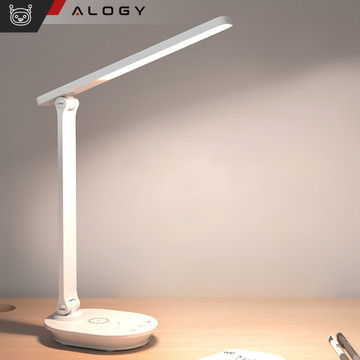 LED stolová nočná lampa s QI 15W USB indukčnou nabíjačkou na čítací stôl Časový spínač Alogy Desk White