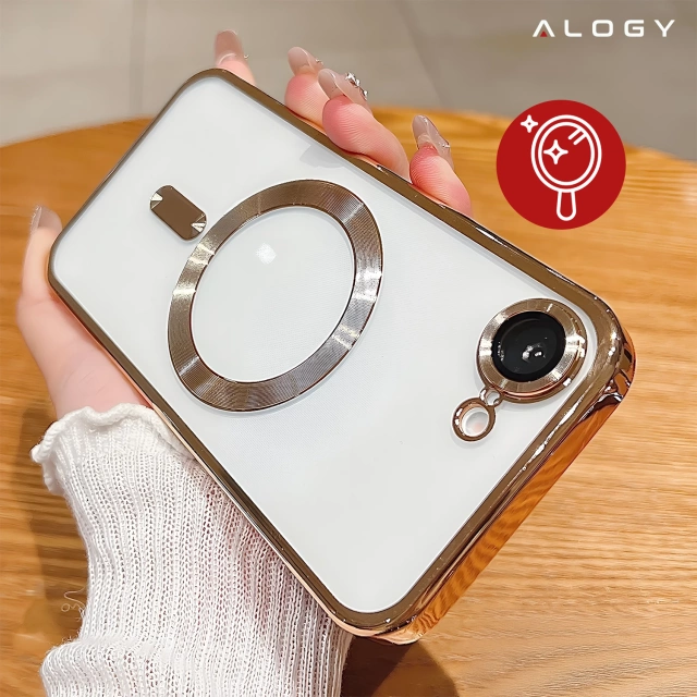 Чохол MagSafe для Apple iPhone 16 Pro Max Alogy Glamour Luxury Ring Housing Gold-Transparent