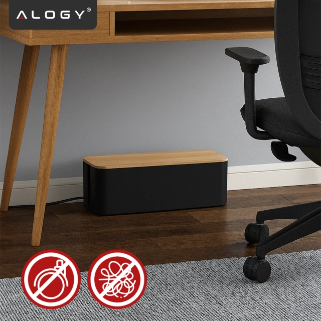 Organizer box for cables strips box M desk floor Alogy BOX wood Black