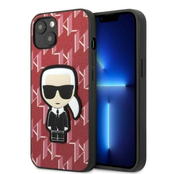 Ochranné pouzdro na telefon Karl Lagerfeld KLHCP13SPMNIKPI pro Apple iPhone 13 Mini 5,4" pevný obal červený/červený Monogram Ikonik Patch