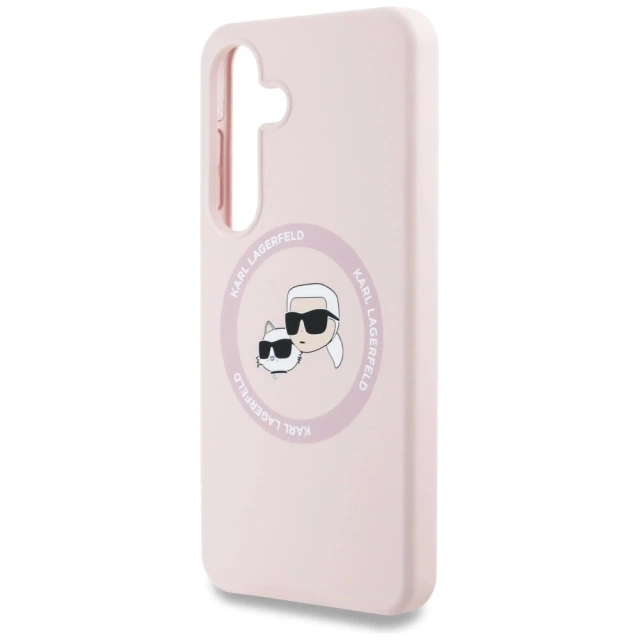 Samsung Galaxy S25 Plus Case Pink Karl Lagerfeld Silicone Double Heads And Circle MagSafe