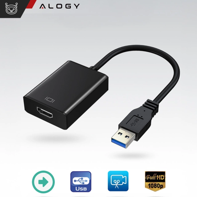 USB 3.0 na HDMI Alogy adaptér Full HD 1080P 60HZ Hub převodník černý