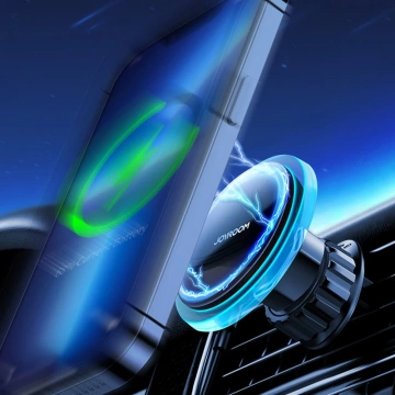 Magnetický držiak do auta Joyroom Bezdrôtová indukčná nabíjačka Qi 15 W (kompatibilný s MagSafe pre iPhone) Air Vent Silver (JR-ZS291)