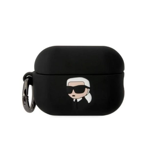 Schutzhülle für Kopfhörer Karl Lagerfeld KLAP2RUNIKK für Apple AirPods Pro 2 Hülle schwarz/schwarz Silikon Karl Head 3D