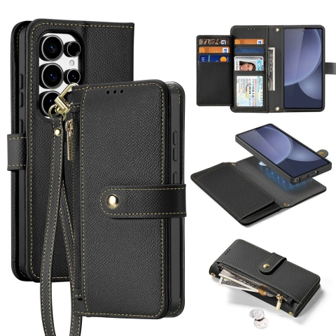 Etui do Samsung Galaxy S25 Ultra Dux Ducis Lawa Skórzane Czarne