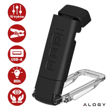 Alogy Clip Lamp LED čtecí lampa dobíjecí lampa s klipem na knihy černá