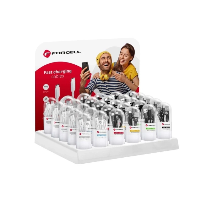 Prepojovací kábel USB-Lightning Forcell 1m 1A TPE biely iPhone iPad AirPods