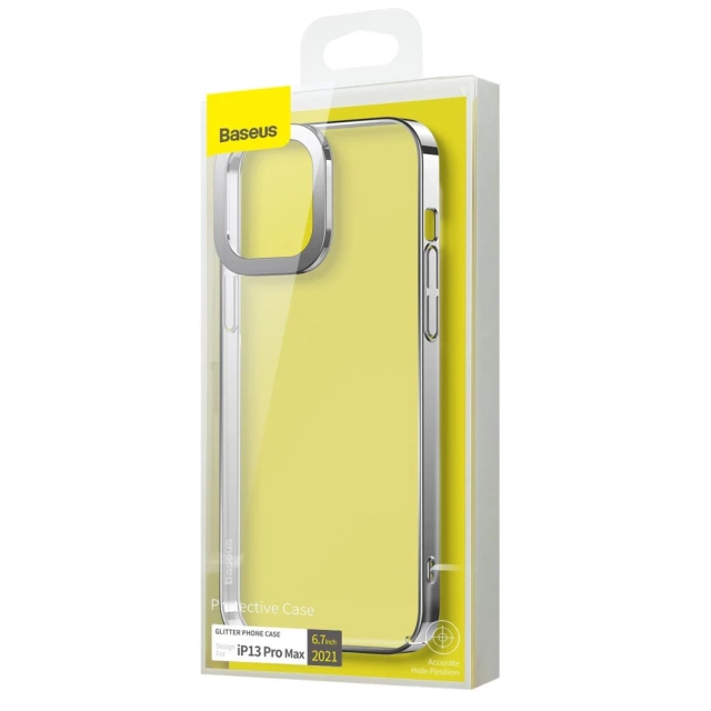 Baseus Glitter Case transparent cover iPhone 13 Pro Max silver (ARMC000512)