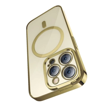Baseus Glitter Magnetic Case Set for iPhone 14 Pro (gold) tempered glass cleaning kit