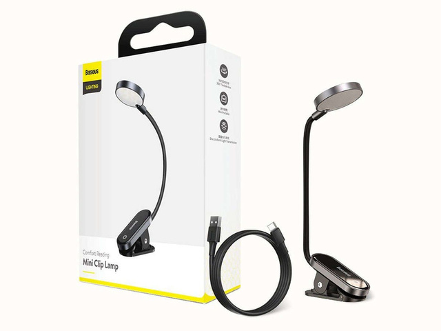 Baseus wireless LED desk lamp with a clip, gray