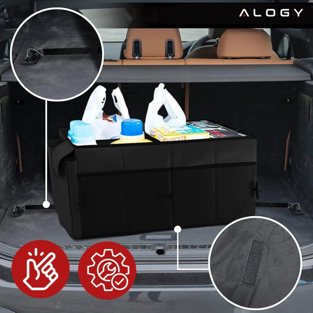 Car trunk organizer storage bag for car large trunk Black XXL Alogy hard cover