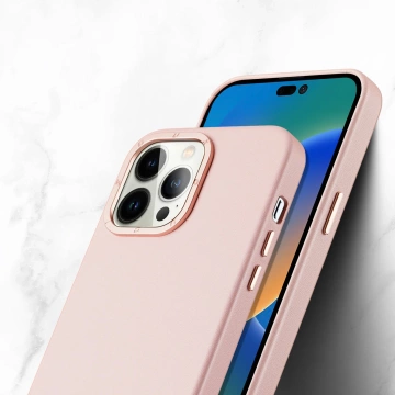 Dux Ducis Grit skórzane etui do iPhone 14 Pro elegancki pokrowiec ze sztucznej skóry (kompatybilne z MagSafe) różowy