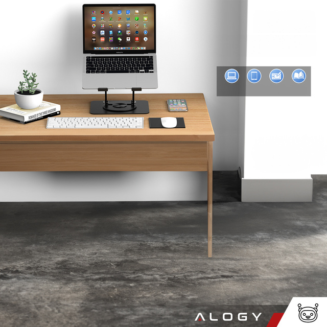 Laptop Stand for Macbook 17 Stand Holder Folding Table Swivel 360 Adjustable Aluminum for Alogy Desk Black