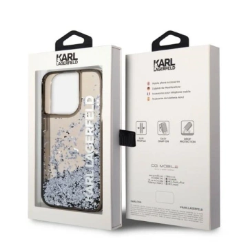 Etui Karl Lagerfeld KLHCP14LLCKVK na iPhone 14 Pro 6,1" pevné puzdro Liquid Glitter Elong