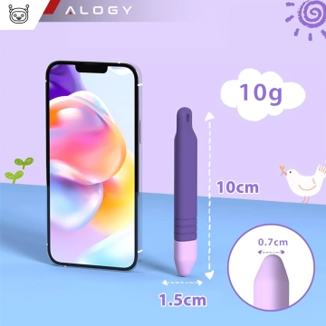 2x ємнісний сенсорний стилус для екранів телефонів і планшетів Alogy Stylus Pen для дітей 10 см фіолетовий і синій