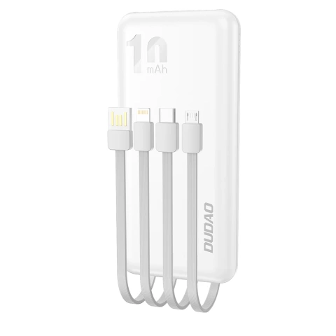 Dudao K6Pro Universal 10000mAh Power Bank s USB kabelem, USB Type C, Lightning white (K6Pro-white)