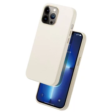 Шкіряний чохол Dux Ducis Roma для iPhone 13 Pro Max елегантний чохол з натуральної шкіри білий