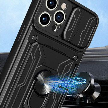 Alogy Camshield Stand Ring Wallet Case with Camera Cover and Card Slot for Apple iPhone 14 Pro Black