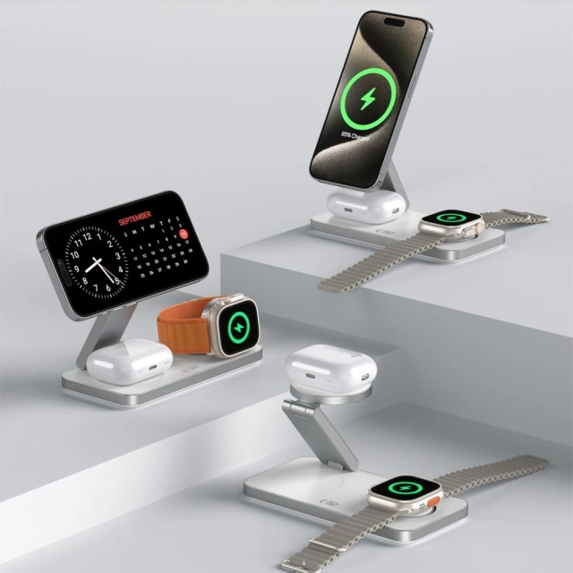 Ładowarka Indukcyjna 3w1 Tech-Protect QI15W-A47 MagSafe Biała