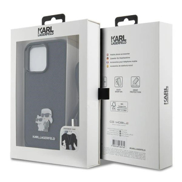 Etui Karl Lagerfeld KLHCP15XSAKCPSK na iPhone 15 Pro Max 6,7" pevné puzdro čierne/čierne Crossbody Saffiano kovový kolík Karl