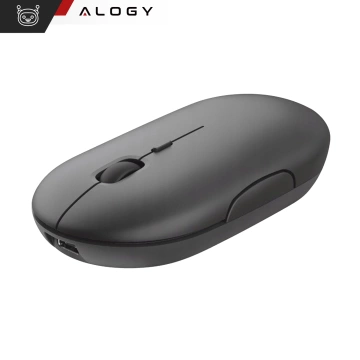 Alogy kabellose Maus, kleine ergonomische Maus für Laptop, PC, Bluetooth, 2,4 GHz, leise, Schwarz