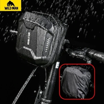WILDMAN E18 3L Fahrradtasche Schwarz Lenker und Schulter EVA Leder