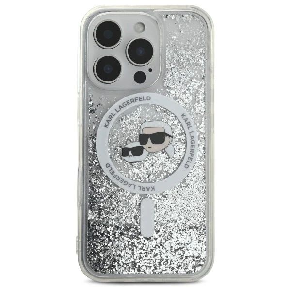 Etui Karl Lagerfeld pre iPhone 16 Pro Max 6,9" Magsafe Hardcase Transparent Liquid Glitter Karl