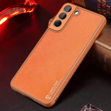 Dux Ducis Yolo elegantní kryt z ekologické kůže pro Samsung Galaxy S22 (S22 Plus) oranžový