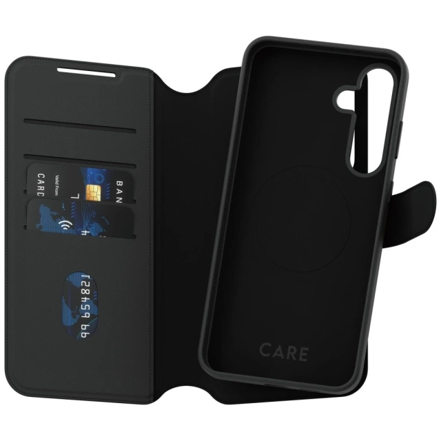 CARE Case for Samsung Galaxy S25 by PanzerGlass Feature Tango Wallet 2in1 Black