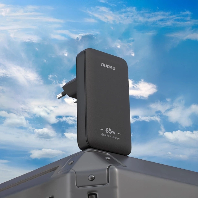 Дорожній зарядний пристрій GaN Dudao 65 Вт USB-C/USB-A PD для ЄС/США – чорний