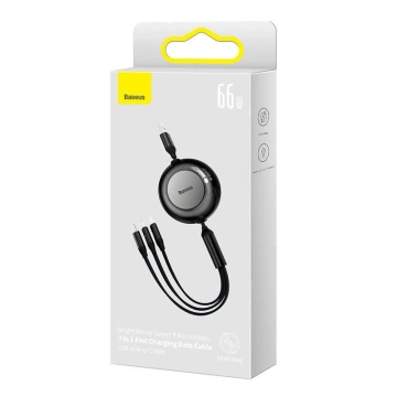 Kabel USB 3w1 Baseus Bright Mirror 3, micro USB / Lightning / USB-C, 66W / 2A, 1,1 m (černý)