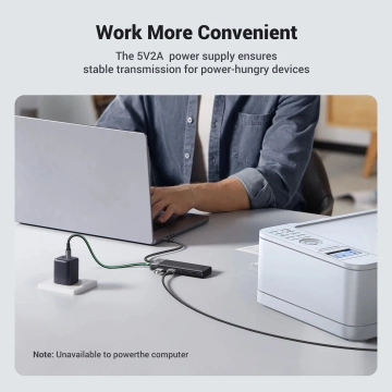 Хаб Ugreen CM653 4x USB-A 3.0 5 Гбіт/с, світлодіод живлення, чорний