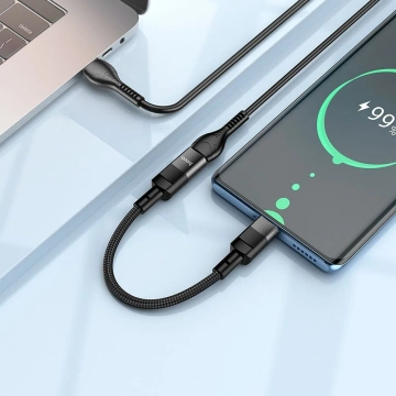 Adaptér HOCO OTG z Type-C (samec) na Lightning (samica) 3A U107 0,1M čierny