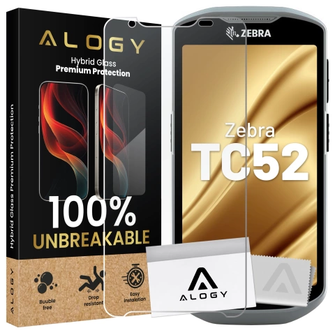 Bruchsicheres 9H-Hybridglas für Zebra TC52, vollflächig, flexibel und widerstandsfähig, Alogy FlexiGlass™ Volltransparent