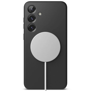 Чохол для Samsung Galaxy S25 Plus чорного кольору з силіконовим кільцем, магнітним MagSafe