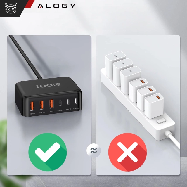 Розгалужувач HUB Alogy Adapter для ноутбука з USB-C на 3x USB-A 2.0 1x USB-A 3.0 сірий