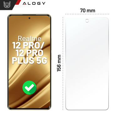 Hybridglas für Realme 12 PRO / Realme 12 PRO PLUS 5G Bildschirmabdeckung Alogy Flexi Glass 9H Hüllenfreundliche Flachbildschirmabdeckung