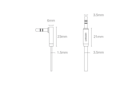 UGREEN kabel plochý úhlový audio kabel AUX 3,5 mm mini jack 0,5 m černý (AV119 10596)