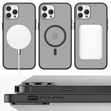 Matné puzdro Alogy MagCase pre puzdro MagSafe s magnetickým krúžkom pre Apple iPhone 12/ 12 Pro čierne sklo