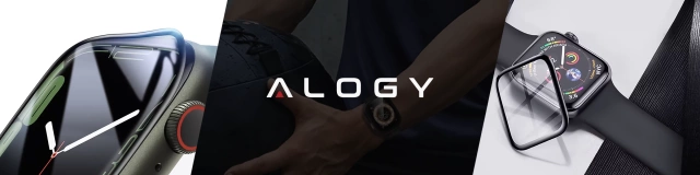 Hybridglas für Apple Watch 10 46 mm Alogy 3D-Glas mit schwarzem Rahmen